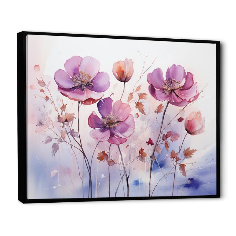 Designart "Purple Ethereal Blooms I" Abstract Botanicals Framed Wall